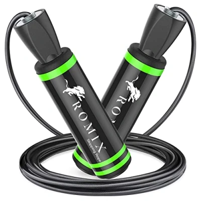 Image of ROMIX Skipping Ropes Adult Fitness, Speed Jump for Home Gym Exercise Workout Fat Burning Calorie Lose Weight, Adjustable Rope Kids with Foam Handle and Ball Bearings, CrossFit MMA HIIT