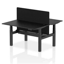 Image of Air B2B 1400x800mm Adjustable 2P Bench Desk CP Black/Black + Screen