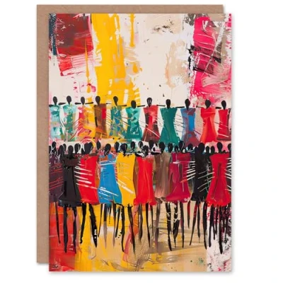 Image of Artery8 Greeting Card Traditional African Choir Colourful Oil Painting Blank For Him Or Her Art Birthday