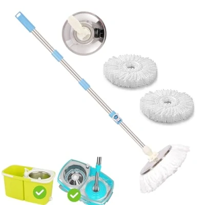 Image of ARSUK Mop Handle Set Home Cleaner with 2 Super Absorbent Microfibre Heads 360 Rotating System Stainless Steel Telescopic Bar
