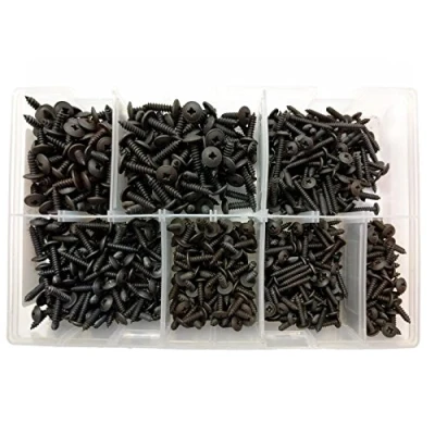 Image of New Assorted Black Pozi Self Tapping Screws Flanged Tappers Screw Qty: 700