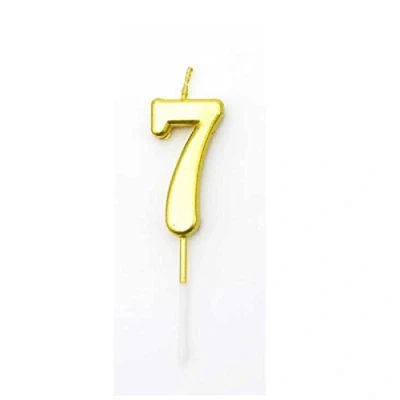 Image of SHATCHI Number Candle Birthday Anniversary Party Cake Decorations Topper Gold/Pink/Blue/Silver, 4.5 cm