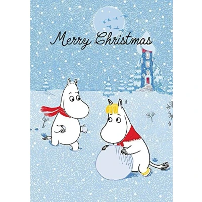 Image of Moomin Moomintroll &amp; Snorkmaiden in the Snow Blank Christmas Card