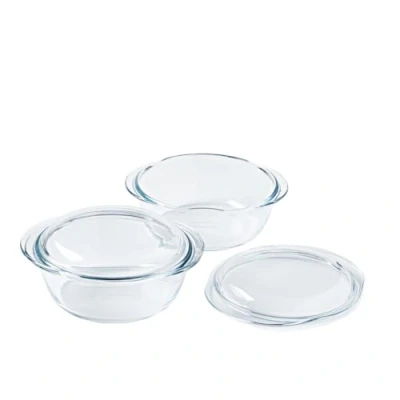 Image of Pyrex® Borosilicate Glass Casserole Set of 2 Steamer, Quick and Tasty Cooking, Microwave Dishwasher Safe (2 Pack 1.6L) Dishes x 1,6L)