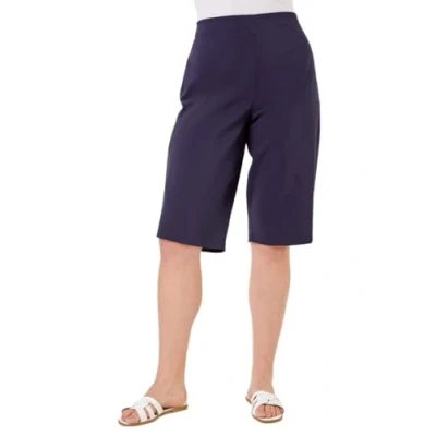 Image of Roman Originals Knee Length Shorts for Women UK Ladies Cropped Capri Stretch Bengaline Pants Crop Trousers Summer Legging Lounge Essentials Elasticated Casual Clothes Navy Size 22