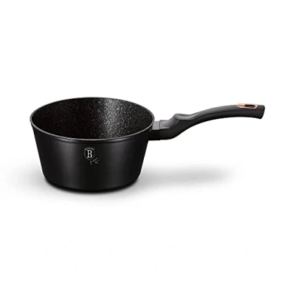 Image of Berlinger Haus 16cm Non Stick Black Rose Saucepan Cookware Induction Hob Cooking Pots Pan