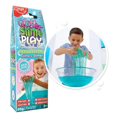 Image of Glitter Slime Play Aqua from Zimpli Kids, Magically turns water into gooey, glittery slime, Indoor &amp; Outdoor Sensory Play, Pocket Money Toy, Kit for Boys Girls, Vegan Friendly Cruelty Free