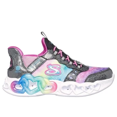 Image of Skechers Infinite Heart Lights Eternal Shimmer Sneaker, Black/Multi, 10 UK Child