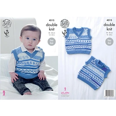 Image of King Cole 4515 Knitting Pattern Baby Slipovers to Knit in Cherish and Cherished DK by