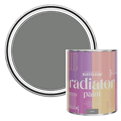Image of Rust Oleum Grey Heat Resistant Radiator Paint in Satin Finish Torch 750ml