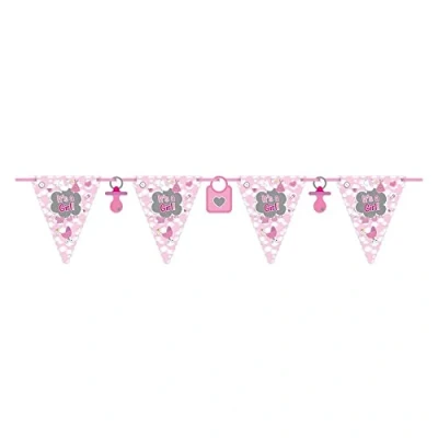 Image of Folat 63653 Birth Bunting Garland It’s a Girl 6 m, Pink