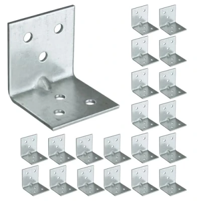 Image of OMIDEAS 20 x Corner Brackets (30 30 30) Angle Reinforced Metal Braces Wood Timber Galvanised Steel Sheet Connecting Joining Fixing L Repair Connector