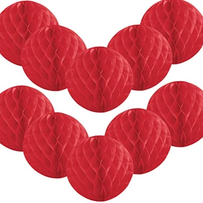 Image of Time to Sparkle 10 Pack Tissue Paper Honeycomb Balls Table Centrepiece Lantern Garland Wedding Decoration Ball red, 8&quot;(20cm)