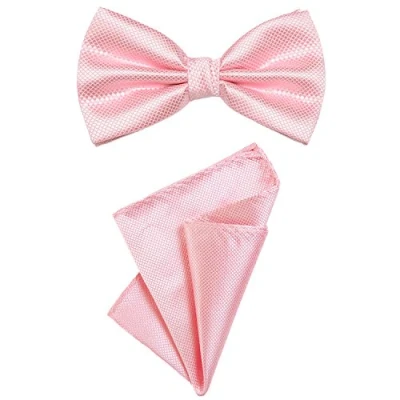 Image of DonDon 2 piece set with a men&#039;s bow tie and matching hanky in the same colour, ready tied adjustable for size gold