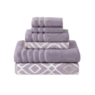 Image of Amrapur Pacific Coast Textiles 6 Pc Yarn Dyed Towel Oxford Gray Lavender, Piece