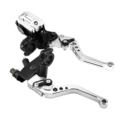 Image of 1 Pair Adjustable Break and Clutch Levers, 7/8&quot; Universal Motorcycle Brake Master Cylinder Reservoir Levers for Motorbike(Silver) Brakes/brake drums accessories