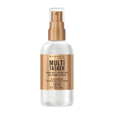 Image of Rimmel Multi Tasker Setting Spray, 3 in 1 Hydrating Primer &amp; Mist, All Day Power, Refreshes Dull Dry Skin, Oil Free, Infused with Cucumber Chamomile, Vegan, 100ml