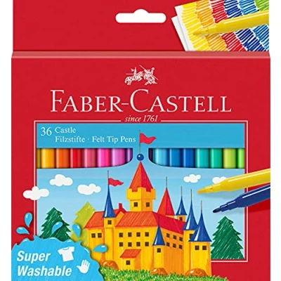 Image of Faber Castell Castle 554203 Felt Tip Pen 36 Pack in Cardboard Case