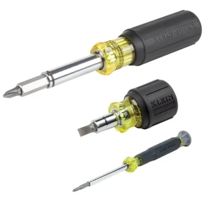 Image of Klein Tools 80045 Screwdriver and Nut Driver Tool Kit, Includes Magnetic 11 in 1, Multi Bit Stubby Electronics Screwdrivers, 3 Piece
