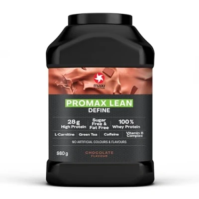 Image of MaxiNutrition Promax Lean, Chocolate Whey Protein Powder for Lean Muscle Development Sugar Free, Fat 28g Protein, 128 kcal per Serving, 980g