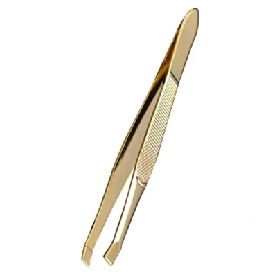 Image of 1PCS Eyebrow Tweezers,Professional Gold Plated Stainless Steel Tweezers