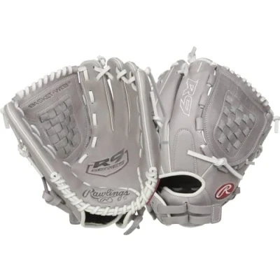 Image of Rawlings R9 Series Fastpitch Softball Glove Basket Web 12&#039; RHT Grey