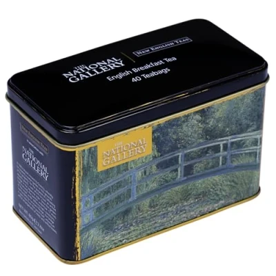 Image of New English Teas The Water Lily Pond by Monet Tea Tin with 40 Breakfast Teabags National Gallery