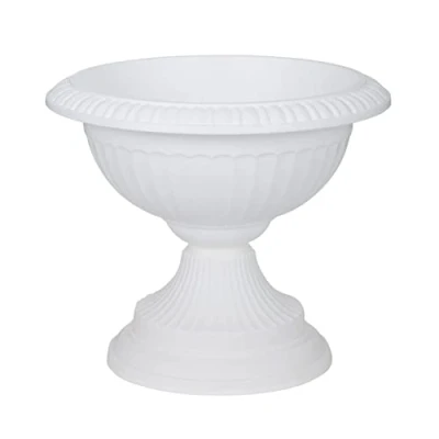 Image of flower pot grecian urn planter classic traditional outdoor plastic white garden plant pots bowl watering can water large wishing
