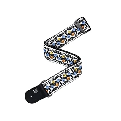 Image of D&#039;Addario Eco Comfort Jacquard Woven Guitar Strap, White