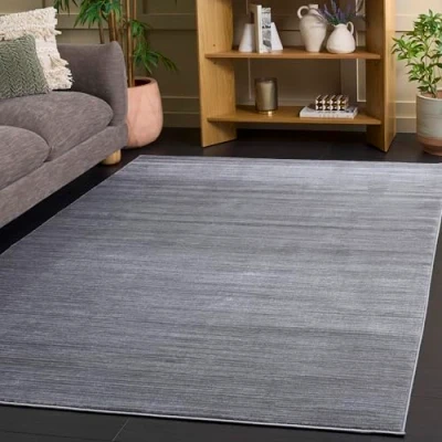 Image of Safavieh Glam Solid Color Rug for Living Room, Dining Bedroom Vision Collection, Short Pile, in Silver, 91 X 152 cm