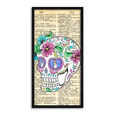 Image of Wee Blue Coo Decorative Skull Dictionary Page Long Panel Framed Wall Art Print