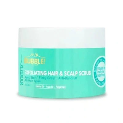 Image of My Bubble! Exfoliating Anti Dandruff hair &amp; Scalp Scrub 200g with Argan, Coconut Peppermint for all types, vegan, silicone free, parabens sulfates curly girl method approved