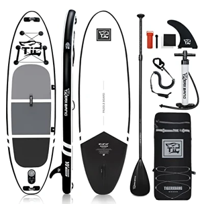 Image of TIGERXBANG Inflatable Stand Up Paddle Boards 10&#039;x 31&quot; x 6&quot; with Premium SUP Board Accessories, Allround for Adults/Kids,Defender Collection Black
