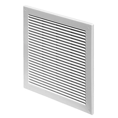 Image of White Air Vent Grille with Anti Insect Mesh or Fly Screen and Screw Covers Cover for Inside Outside of The Building (200mm x 200mm)