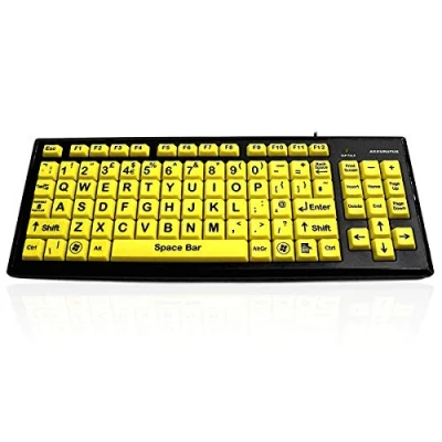 Image of Accuratus Monster 2 French USB High Visibility Visual Impairment Keyboard with Extra Large Layout Keys &amp; Port Hub