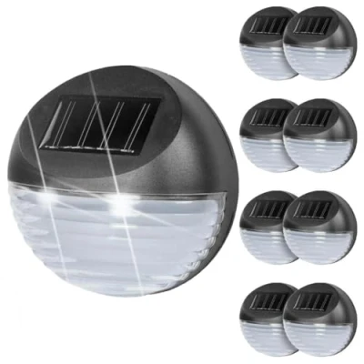Image of Solar Powered LED Garden Fence Lights Wall Patio Door Decking Outdoor Lighting (8 x Lights)