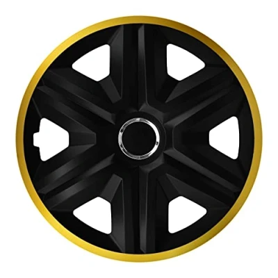 Image of NRM Fast Lux Wheel Covers For Steel Rims Two Color Hubcaps Set Of 4 Car Automotive Vehicle Suitable Most Brands And ABS Plastic Black/Gold, 16&quot;