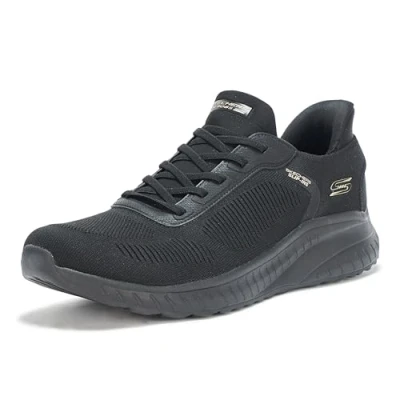 Image of Skechers Wide Fit BOBS Squad Chaos Trainers, Women&#039;s, Size: 42, Black shoes