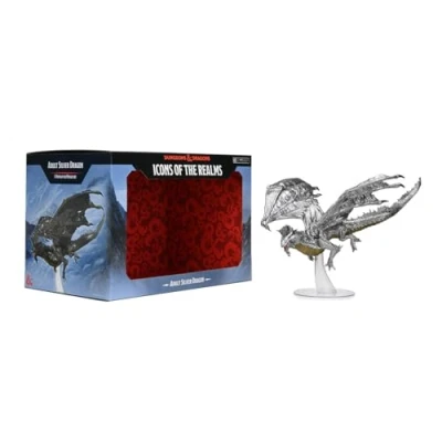 Image of D &amp; Icons of The Realms: Adult Silver Dragon Painted Figure RPG Dungeons Dragons Miniatures