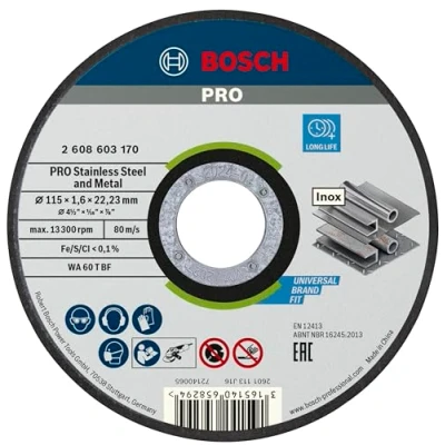 Image of Bosch Professional 1x Standard for Inox Cutting Disc (for Stainless Steel, Ø 115 x 1,6 22,23 mm, Straight, Accessory Angle Grinder)