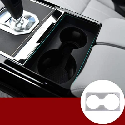 Image of YIWANG ABS Chrome Car Interior Water Cup Cover Pannel Holder Frame Trim For RangeRover Evoque 2019 2020 Accessories