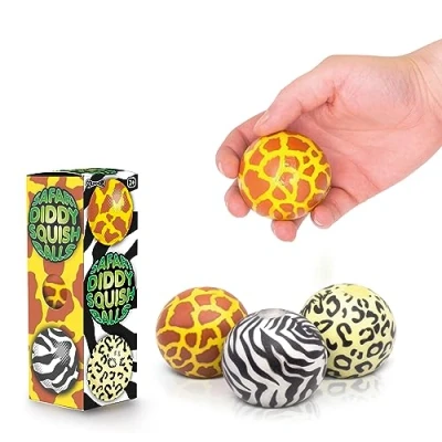 Image of Tobar SCRUNCHEMS SAFARI DIDDY Stress Squish Ball Toy 3 Pack