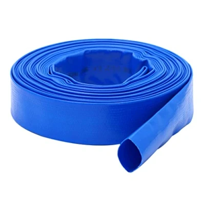 Image of 20m x 32 mm Lay Flat Water Discharge Pump Pond Hose, PVC Reinforced with Polyester, Blue