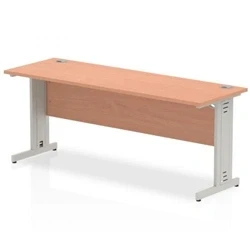 Image of Impulse 1800 x 600mm Straight Office Desk Beech Top Silver Cable Managed Leg