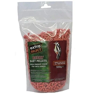 Image of Extra Select Berry High Energy Suet Pellets Wild Bird Food Protein, Fat Rich Year Round Feeding 550 g