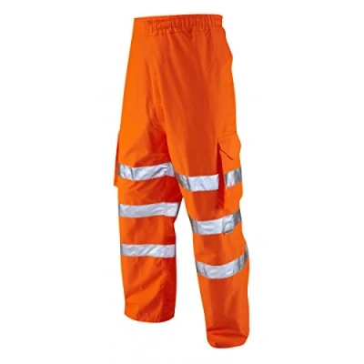 Image of Leo Workwear Instow L02 O Hi Vis ISO 20471 Class 1 Breathable Orange Executive Cargo Overtrouser, S,