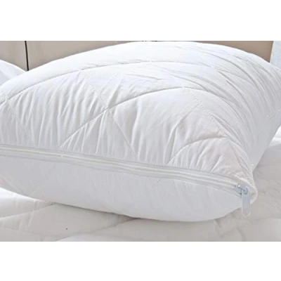 Image of The Bettersleep Company Quilted Percale cotton Zipped Pillow Protector Pair Hotel Quality 100% cover with soft hollowfibre filling