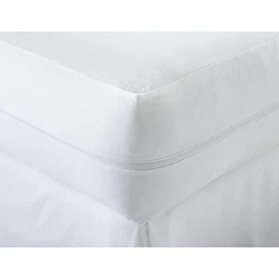Image of Night Comfort Mattress Protector Double Bed 135 x 190 30 cm, Premium Zippered Protectors, Dust Mite and Bug Proof Cover White