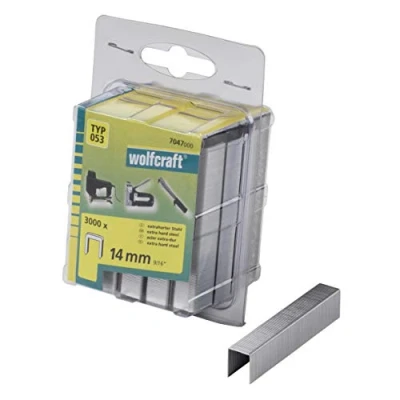 Image of wolfcraft Broad Back Staple, Extra Hard Steel, Type 053 I 7047000 Ideal for Fastening Fabric, Textiles and Thin Strips of Wood