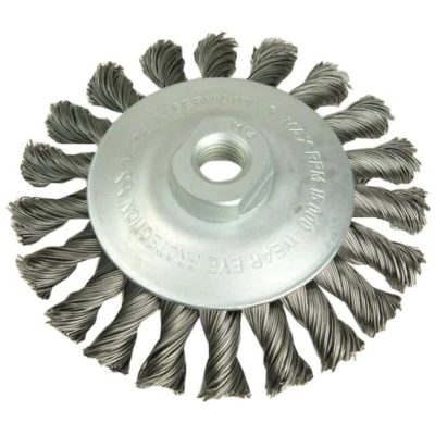 Image of Lessmann Conical Knot Brush 115mm M14 Bore, 0.35 Steel Wire LES472157